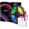 WOWLED Striscia di LED 5050 multicolore RGB da 2 m, impermeabile, flessibile, alimentata a batteria, per decorazione della casa, Natale, TV, PC, luci di atmosfera e luci per armadi