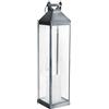 Milani Home - lanterna portacandela in vetro e metallo, grigio, per giardino e veranda, 11 x 11 x 44 cm