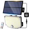 CNMTCCO Lampade solari da esterno con sensore di movimento, 254 LED proiettore solare con 3 modalità di illuminazione e raggio di rilevamento di 5-8 m, lampada da parete IP65 per giardino, garage