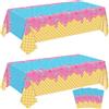 LKITMIUT Set da 4 decorazioni per feste a tema gelato tovaglia con motivi a gelato, ghiaccioli, confettini e ciambelle decorazioni per feste a tema ciambelle articoli a tema ghiacciol 86 x 51 pollici