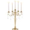 Sziqiqi Candelabro 5 Bracci, Oro, con Pendenti in Cristallo | Portacandela Vintage in Metallo per Candele Affusolate, Montaggio Semplice con Istruzioni, per Sala da Pranzo, Natale