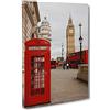 ConKrea Quadro su Tela Canvas - INTELAIATO - Pronto da Appendere - Londra Cabina del Telefono - UK Inghilterra - Red Telephone Box - 30x40cm - Senza Cornice - (cod.1116)