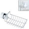 BSTCAR - CESTINO PER DOCCHIA DA APPENDERE IN ACCIAIO INOSSIDABILE SENZA FORARE MONTAGGIO CON GANCI PORTASPUGNA PORTASAPONE PER TUTTI I DIAMETRI DI 20-25 MM ARGENTO