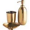 OurHouse Set di 3 contenitori da bagno, accessori porta spazzolino da denti, facile da riempire, dispenser di sapone e portasapone, moderno e pulito, adatto a qualsiasi bagno (ottone)
