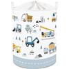 HUUMONSS Cesta Porta Biancheria Veicoli Cestini Portaoggetti, 63L | Pieghevole Grande Tessuto, Cesta Indumenti Sporchi per Bambini Giocattoli Libri, Bagno Camera Letto,Veicoli Stradali Colorati