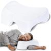 SAHEYER Cuscino per Chi Dorme di Lato con Foro per Braccia, Memory Foam | Cuscino Ergonomico Cervicale con 4 Fori per il Braccio, Allevia Pressione su Collo, Spalle e Braccia, Bianco