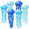 EVBOTGEE 6 lanterne con meduse blu, decorazione con nappe glitterate | Decorazione per feste di compleanno a sirena, decorazione marittima da appendere e decorazione per la stanza per molte
