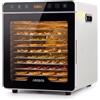 AREBOS Essiccatore Alimentare in Acciaio Inox 800 W | 12 Griglie in Acciaio Inox | capacità 29 L | Display Touch, Luce LED, Timer 24 h, 30-85 °C | Frutta, Carne, Erbe e Verdure