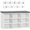 HOOBRO Panca Scarpiera, 80 x 30 x 48 cm, Panca Contenitore con Scomparti Aperti, Portaoggetti, Seduta Imbottita, Stabile, per Ingresso, Corridoio, Camera da Letto, Bianco EWT89HX01