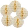Generic Palline a nido d'ape, 5 pezzi, in carta velina, 10,2 cm, 15,2 cm, 20,3 cm, 25,4 cm, 30,5 cm, per decorazioni per matrimoni, feste di compleanno (avorio, 5 pezzi, 20 cm)