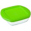 Pyrex - Recipiente quadrato per conservare gli alimenti, con coperchio, in vetro, 20 x 17 x 5,5 cm, 0,3L