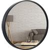 BD ART Specchio Rotondo Moderno, Specchio da Parete, Diametro 59 cm, Cornice di legno, Colore Nero