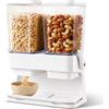 FARYODI Set di 2 dispenser di cereali, doppio contenitore ermetico da 3 l per cereali, contenitore trasparente per noci, chicchi di caffè e alimenti secchi, contenitore da cucina con grande capacità (bianco)