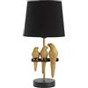 Mauro Ferretti Lampada da comodino Pappagallo in metallo, nero e oro, 39X20 cm