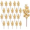 JangoStor 20 steli di bacche d'oro, per albero di Natale, artigianato fai da te, vacanze, decorazione invernale