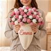 Andisijq Coperta lavorata a maglia con fiori all'uncinetto, realizzata a mano, con nome personalizzato, con rose, regalo per fidanzata, mamma, San Valentino, matrimonio, anniversario, compleanno, Natale (60 cm