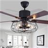 AAOTE 52 Ventilatore da soffitto Industriale a 5 luci Lampadario con Ventilatore da soffitto in Stile Rustico con Gabbia di Ferro