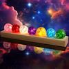 ROTKUSZ Set di 7 Sfere di Cristallo con Supporto in Legno LED, 7 Colori Sfere di Ghiaccio Cracked, Sfera di Cristallo Luce Notturna, Sfera di Cristallo Colorata, Sfere Chakra per Casa, Soggiorno, Decorazione