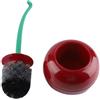 Garosa Scopino Bagno WC con Supporto, Forma Ciliegia Creativa, Set Scopino Toilette con Manico Lungo, Base Non Porosa in Plastica, Accessorio Bagno Design Carino per Pulizia Lavabo e Wc (Rosso Scuro)