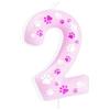 mciskin Candele di compleanno rosa a forma di zampa di cane, decorazione per il 2° compleanno per ragazzo, candele rosa con numero 2 per torte, decorazioni per torte per feste a tema animale domestico