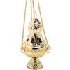 NKlaus turibolo con catena 85cm e ciotola interna brucia incenso decorazione oro 7632
