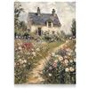 Dazzlewall Poster Vintage Country Cottage, Giardino di Fiori Selvatici Pittura ad Olio Stampa su Tela per Soggiorno Camera da Letto 30×40 cm Senza Cornice