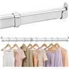 Wardlock Asta appendiabiti per armadio, in acciaio inox, estensibile da 60 a 120 cm, asta appendiabiti telescopica regolabile, resistente, con supporto a U, per guardaroba e spogliatoio