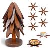 MFUSUL Sottobicchieri in Legno per Piatti Caldi Pieghevole Sottobicchieri a forma di Albero Resistenti al Calore per Pentole/Ciotole/Bevande Calde teiere con 4 Tappetini 1 Supporto