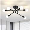 IDOR STORE Lampadario da Soffitto Vintage, Plafoniera Moderna 6 Luci, Lampadario a Sospensione Moderni E27, Interna Lampadario Camera da Letto, Lampadario Salotto per Cucina(Senza Lampadina) (nero)