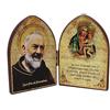 KUSTOM ART Cucuba Dittico Padre Pio e Madonna Stampa Laser Su Legno Con Inserti Oro a Caldo 7,5x5,5 cm