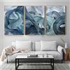 RUIREG Pittura Astratta su Tela Argento Blu Dorato Stampa Poster Quadri Moderni Immagini di Arte della Parete per Soggiorno Camera da Letto Home Decor-50 cm x 70 cm x 3 Pezzi Senza Cornice