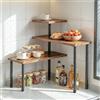 Awoyep Scaffale angolare da cucina, regolabile, in legno, stile retrò | Scaffale portaspezie a 3 ripiani, 90°-180°, piano di lavoro, armadio, in metallo, nero, per cosmetici e bagno, salvaspazio