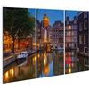 islandburner Quadro Moderno Vista Notturna di Nicolaaskerk Amsterdam Stampa su Tela - Quadro x poltrone Salotto Cucina mobili Ufficio casa - Fotografica Formato XXL