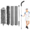 QWORK® Set di spolverino telescopico - 280 cm estensibile con 3 teste di spazzola in microfibra, manico flessibile per la pulizia di angoli, soffitti e fughe