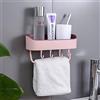 TopHomer 1 mensola da bagno autoadesiva per doccia, rettangolare, organizer per doccia, montaggio a parete, per doccia, cucina, senza fori, con gancio per appendere (rosa)