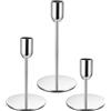 BOJIUKEJI 3 Pz Porta Candele da Tavolo Moderno, Portacandele Argento, Portacandele da Tavolo Coniche argento, Candelabro Vintage in Metallo Decorazioni per Casa, Centrotavola per Feste di Matrimonio