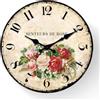 GOEDCH - Orologio da parete vintage shabby chic: orologio da cucina silenzioso in legno rétro di ⌀ 30,5 cm, silenzioso, senza ticchettio, motivo floreale, per salotto, camera, cucina, ufficio, facile