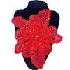 Anevous Applicazione 3D con paillettes floreali, perline sequin, toppa in pizzo glitterata con spilla, doppio strato in pizzo per tessuto da cucito fai da te, abiti, matrimoni, jeans, borse, rosso A