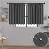 MRTREES Tende per Interni Oscuranti 120x45cm 2 Pezzi Termiche Isolanti Tende Moderno con Bastoni Camera da Letto Soggiorno Finestre Camerette Bambini Acustico Elegante Griogio Scuro
