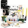 Klayful Kit Ceramica Fai da Te con Argilla Senza Cottura | Colori Alta Coprenza | Air Dry Clay Autoindurente | Kit Argilla Adulti | Strumenti, Pennelli, Smalto (Colori normali)