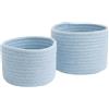 Blausky 2 cestini portaoggetti rotondi intrecciati, in corda di cotone, per bagno, mensole, soggiorno, 14 x 9 cm, multiuso, in cotone, per cosmetici, blu