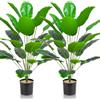 Lighterday Set di 2 piante artificiali per interni, 90 cm, albero decorativo, 24 foglie, in plastica, per ufficio, casa, interni ed esterni (2 vasi di banana artificiale