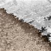 VACVELT Tessuto con paillettes al metro, 90 cm, reversibile, con paillettes, color champagne + argento glitterato, tessuto scintillante con paillettes a sirena per graffiti, abiti da sposa,