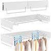FREEAMG Stendibiancheria da parete con 5 barre, stendibiancheria pieghevole per interni ed esterni, 4 metri di lunghezza di essiccazione, risparmio di spazio, bianco (80 cm)