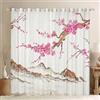 Loussiesd Tende da Finestra Con Fiori di Ciliegio - Sakura Rosa per Camera da Letto, Soggiorno, Bambini, Ragazze, Donne - Acquerello Floreale in Stile Giapponese W66 x L90