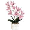 PureBowlic Orchidea artificiale rosa Cymbidium in vaso di ceramica bianca, 35 cm, pianta realistica con ciottoli decorativi per casa, ufficio, tavolo, scrivania, mensola, bagno, soggiorno (rosa)