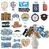 SOFPLATE 1 Set di 23 Decorazioni per Torte A Tema Viaggio Decorazioni per Feste A Tema Viaggio Mini Valigie di Carta Sfusa Mappa del Globo Decorazioni per Torte di Aeroplani per Feste di Compleann