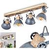 hofstein Lampada da soffitto Orny, spot da soffitto a 4 luci in legno e metallo in grigio, lampada da interno in stile industriale/vintage, 4 x E27, le teste delle lampade sono regolabili, senza lampadina/e