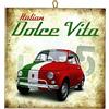 KUSTOM ART Quadro Quadretto Stile Vintage La Dolce Vita (Tricolore) Stampa su Legno 15X15 cm