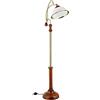 Relaxdays Lampada a Stelo, Piantana da Terra in Stile Liberty, Paralume Inclinabile, Vetro e Legno, E27, Marrone Oro